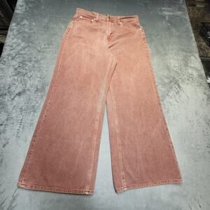 Gap Jeans Womens 12 Pink Wide Leg High Rise Denim Stone Wash 5-Pocket